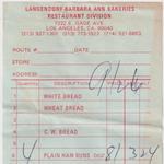 Receipt: Langendorf-Barbara Ann Bakeries 9/26/1975